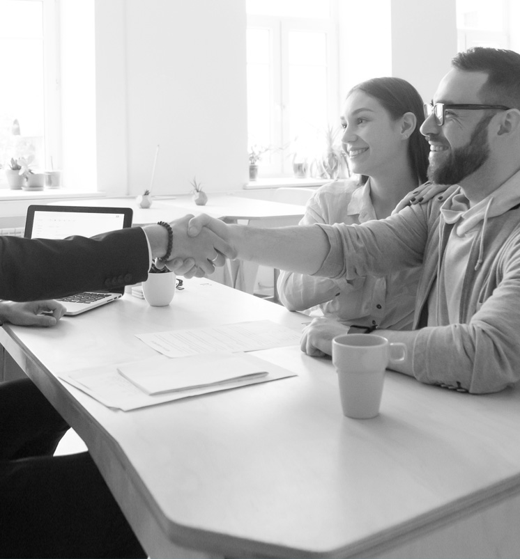 Injury Attorney and clients are shaking hands Trial Attorney and clients are shaking hands